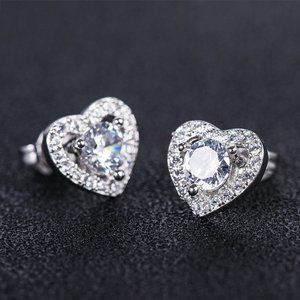 🌸Lovely Round Dainty Zircon Hollow Heart Earrings for Women, UNVN12424
